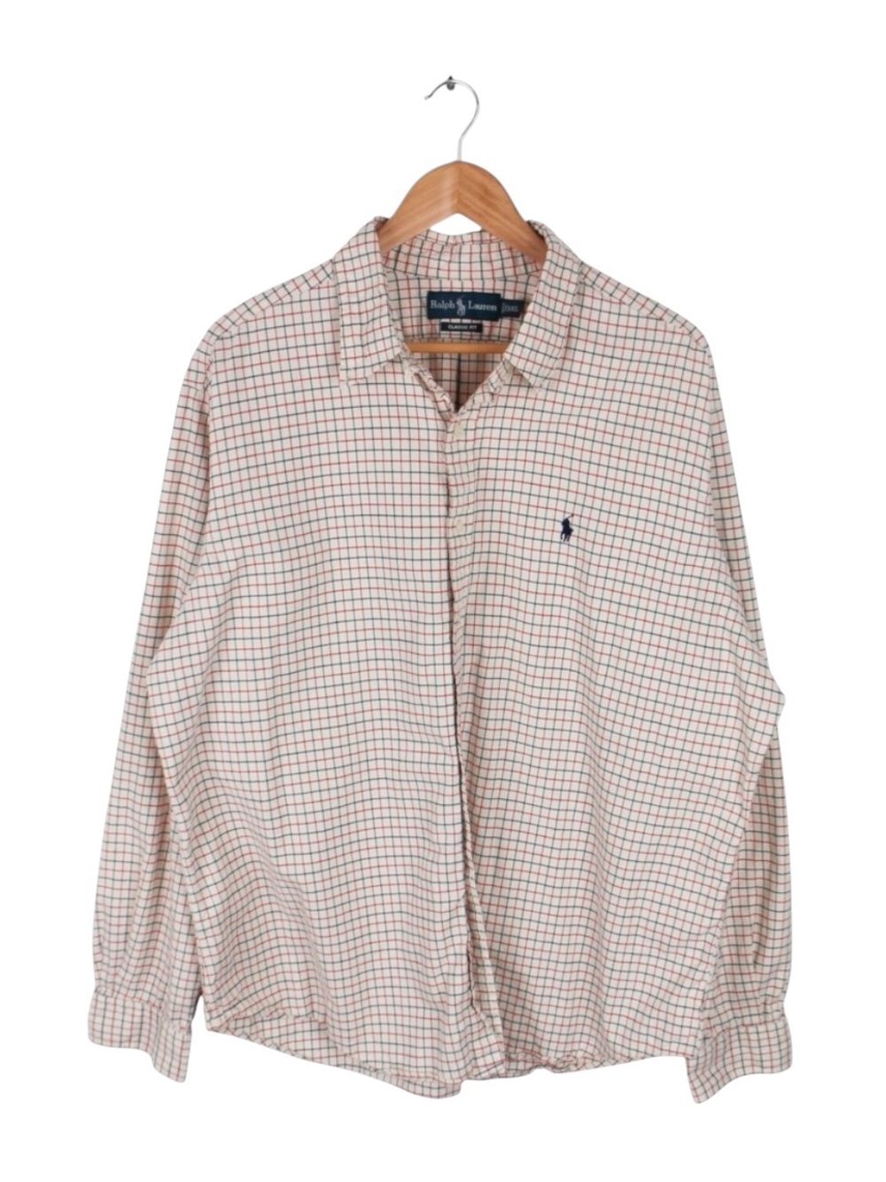 Ralph Lauren Classic Fit‎ Plaid Button Up Shirt White Red Navy XXL Mens